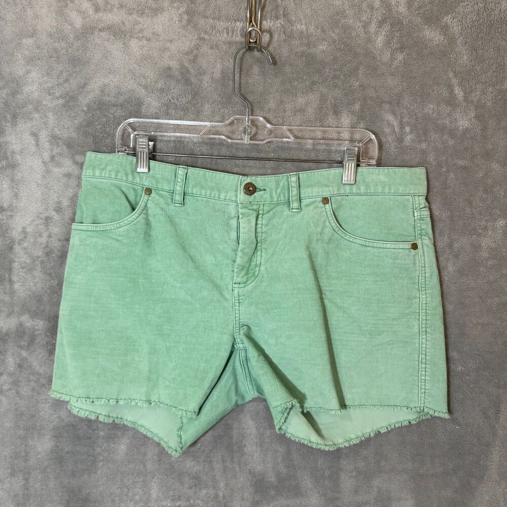 Carve Designs Corduroy Cutoff Shorts Green Women 12 Coastal Boho Raw Hem Beachy